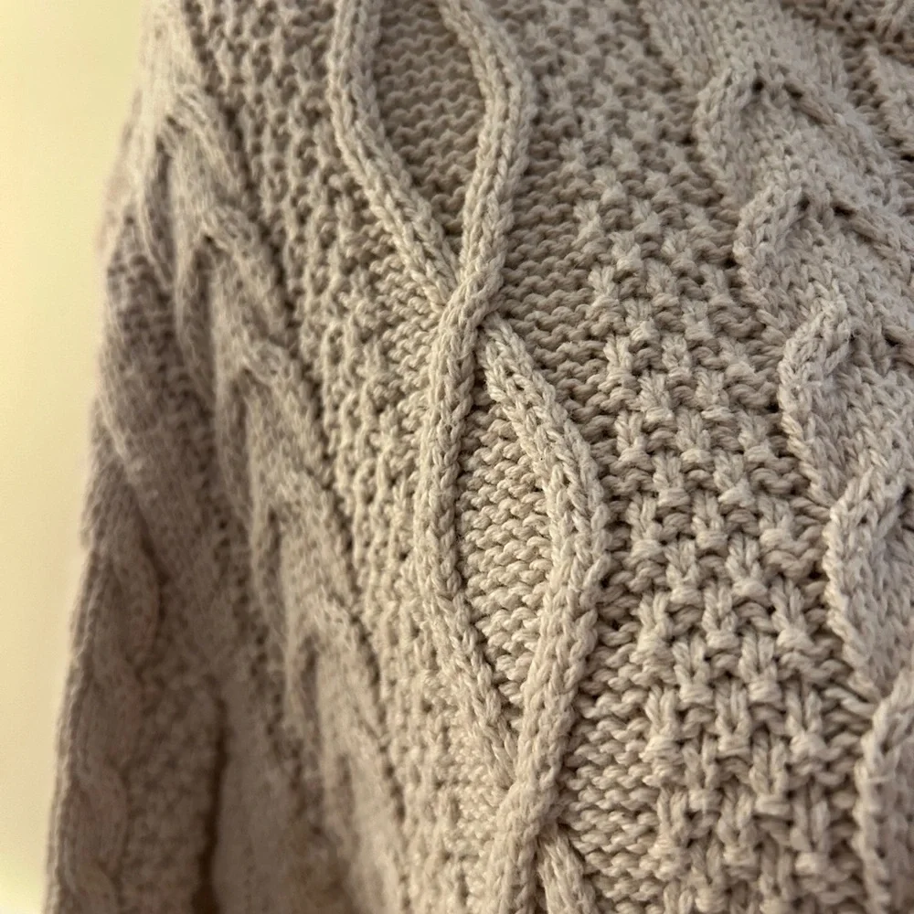 J.Crew 100% Cotton Cable Knit Sweater | Cream | Size L | Never Worn